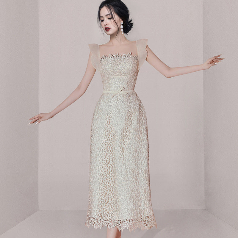 Petit groupe Temperament Patchwork Dentelle Robe haute taille