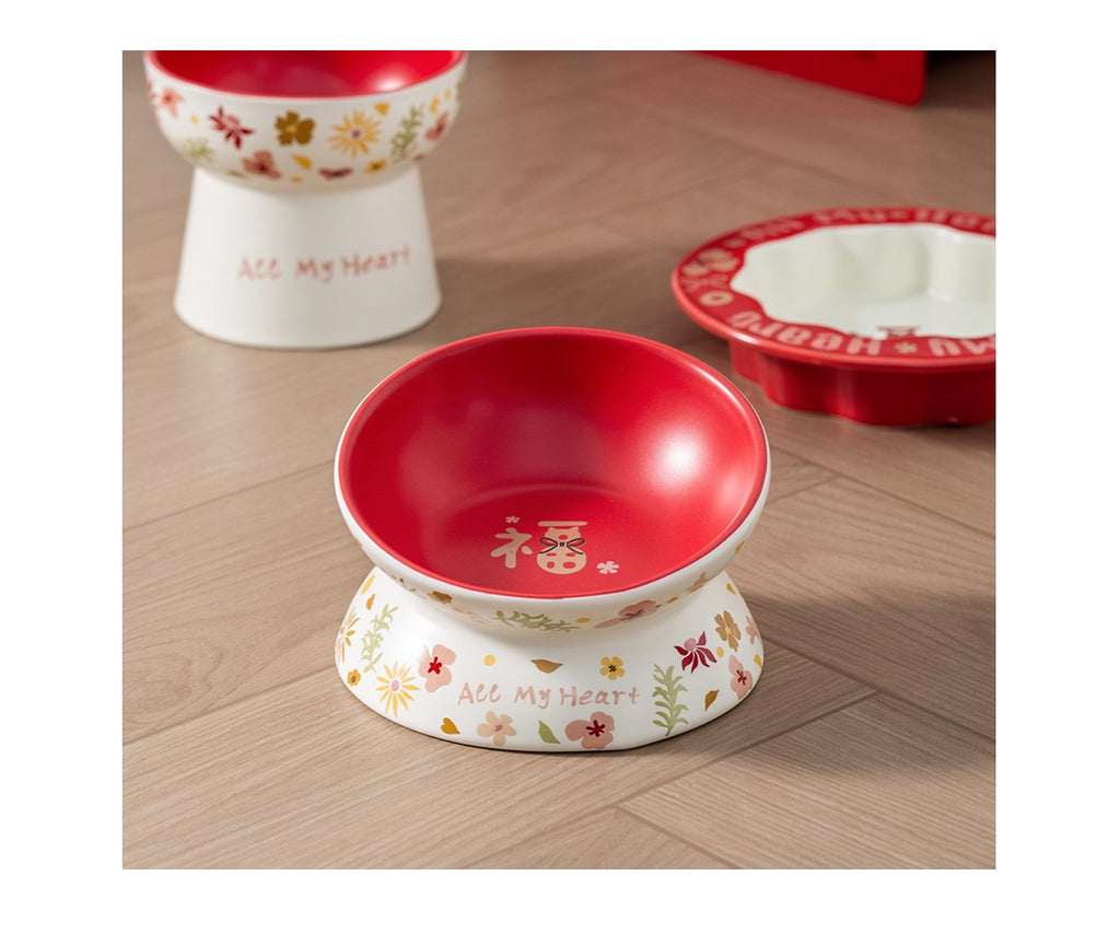 Lacy Ceramic Fu Pet Bowl