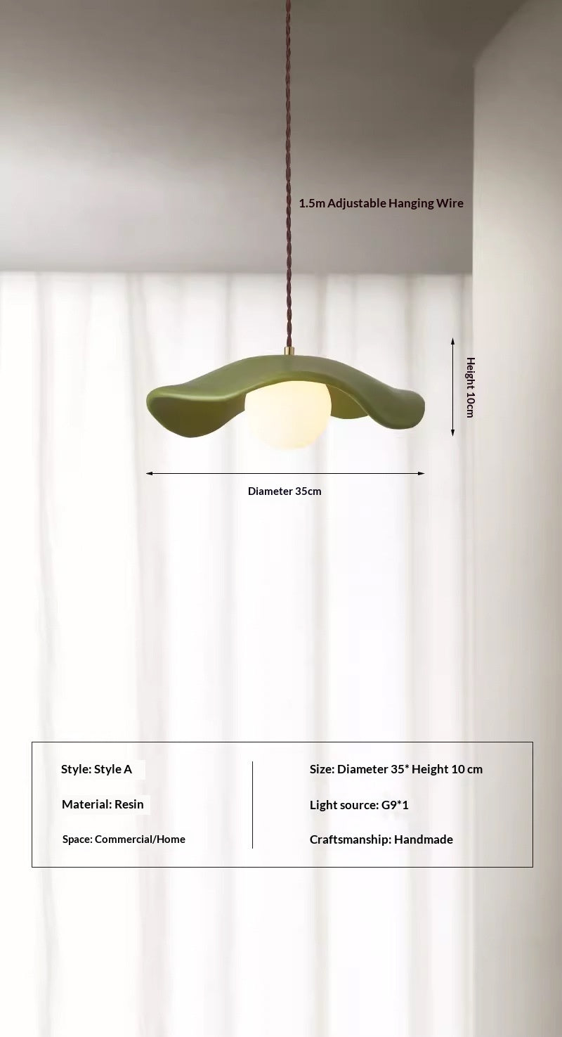 Style japonais Creative Lotus Leaf Chandelier Nordic Pendentif lumière couleur crème