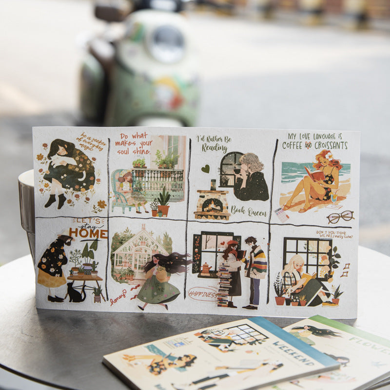 Belle journée double matériau Caractère Sticker de paysage Livre