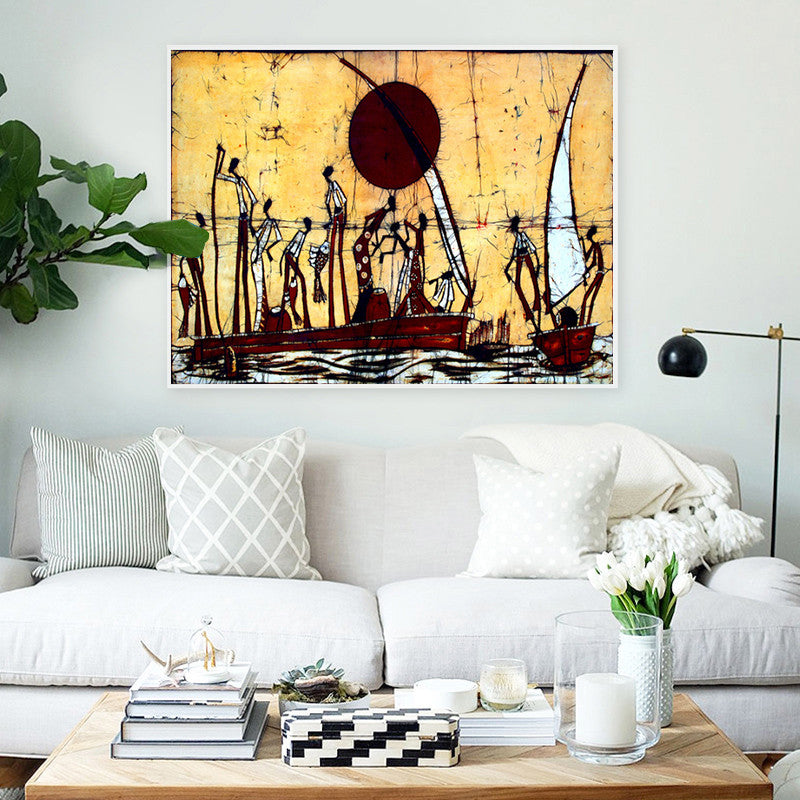 Résumé Affiche de peinture sur toile de paysage de voile africaine
