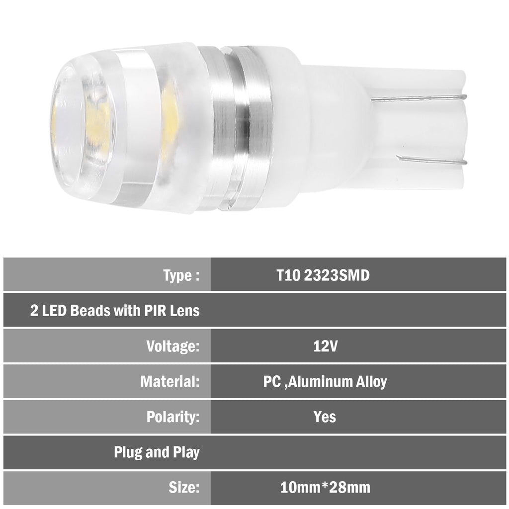 20Pcs par kit LED Ampoules de voiture 500lm T10 2323SMD 6500K de remplacement de lampes auto blanches pour
