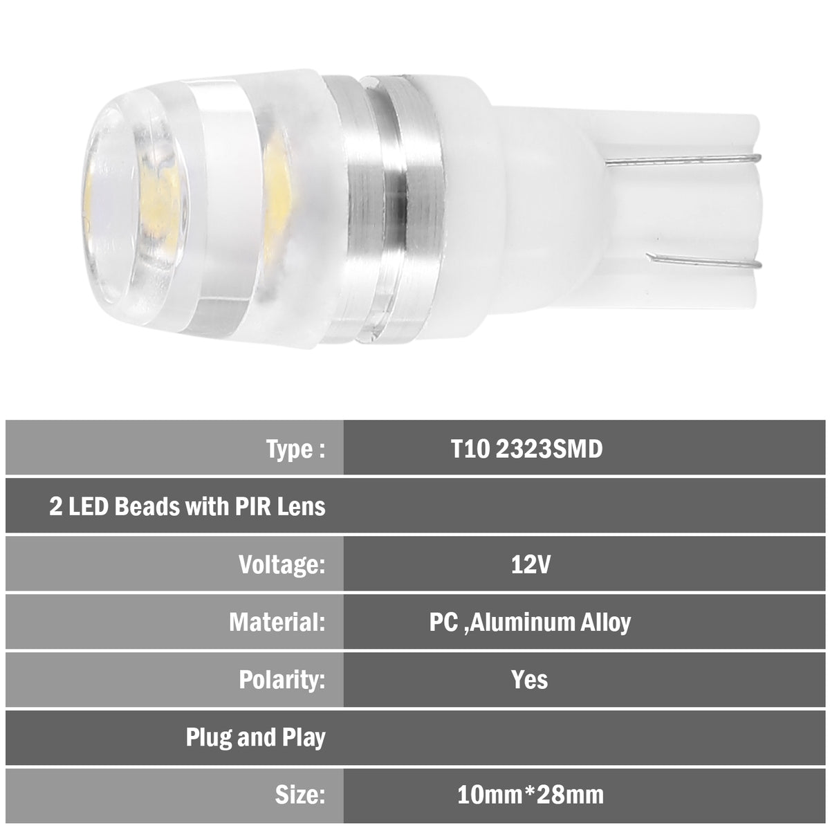20Pcs par kit LED Ampoules de voiture 500lm T10 2323SMD 6500K de remplacement de lampes auto blanches pour