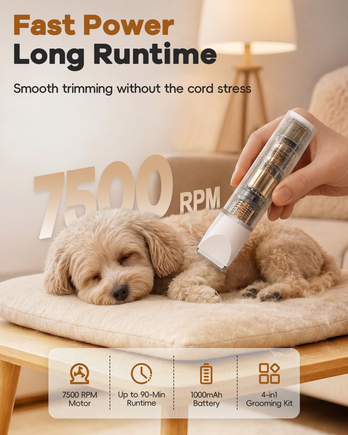 Clippers de chien Kit de grooming Cheveux Clipper-Low Noise Paw Trimmer- Rechargeable - Quis sans fil