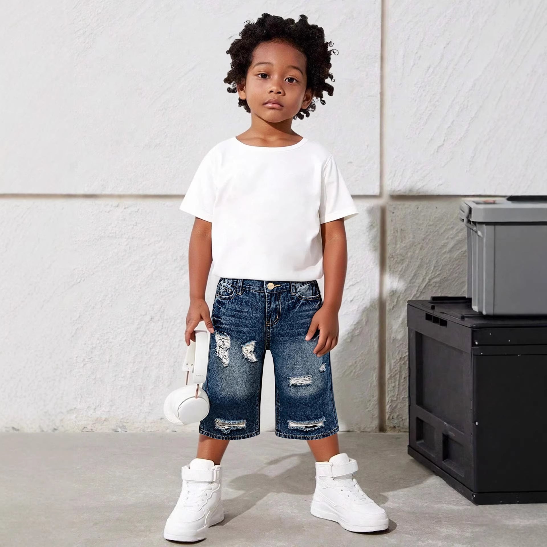 Lavé doux et confortable garçon Denim Short