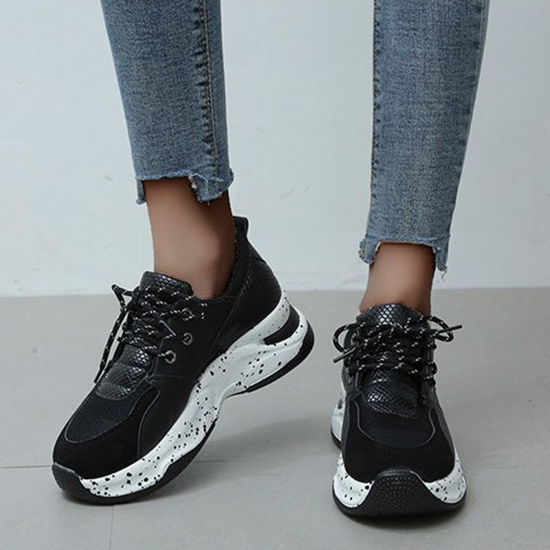 Leopard Imprimer Sneakers Femmes Dentelle vers le haut Marche Running Sports Chaussures