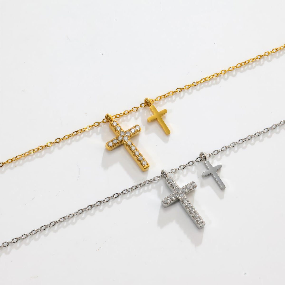 Acier inoxydable Minimaliste à structure diamantée Collier à double couche