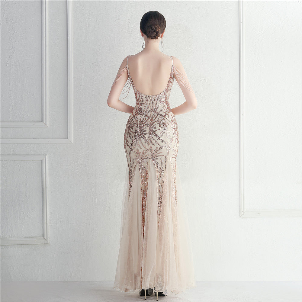 Mesh Perade mariage mariage mariage long camisole soirée Gown