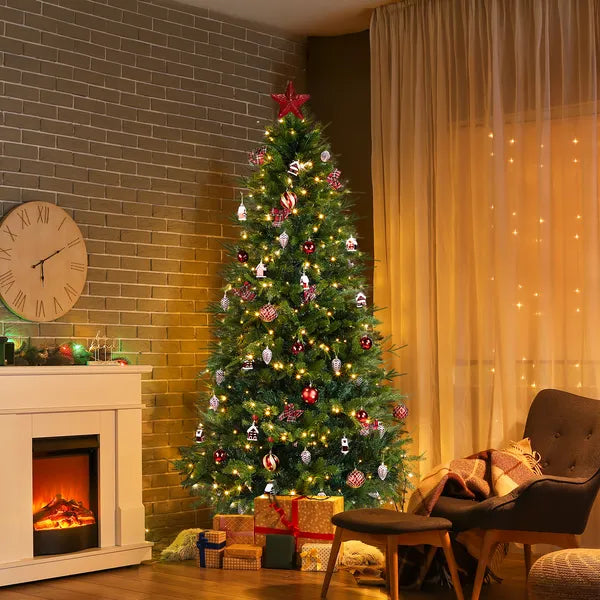 7.5 FT Arbre de Noël artificiel avec bricolage 400 lumières LED blanches chaudes
