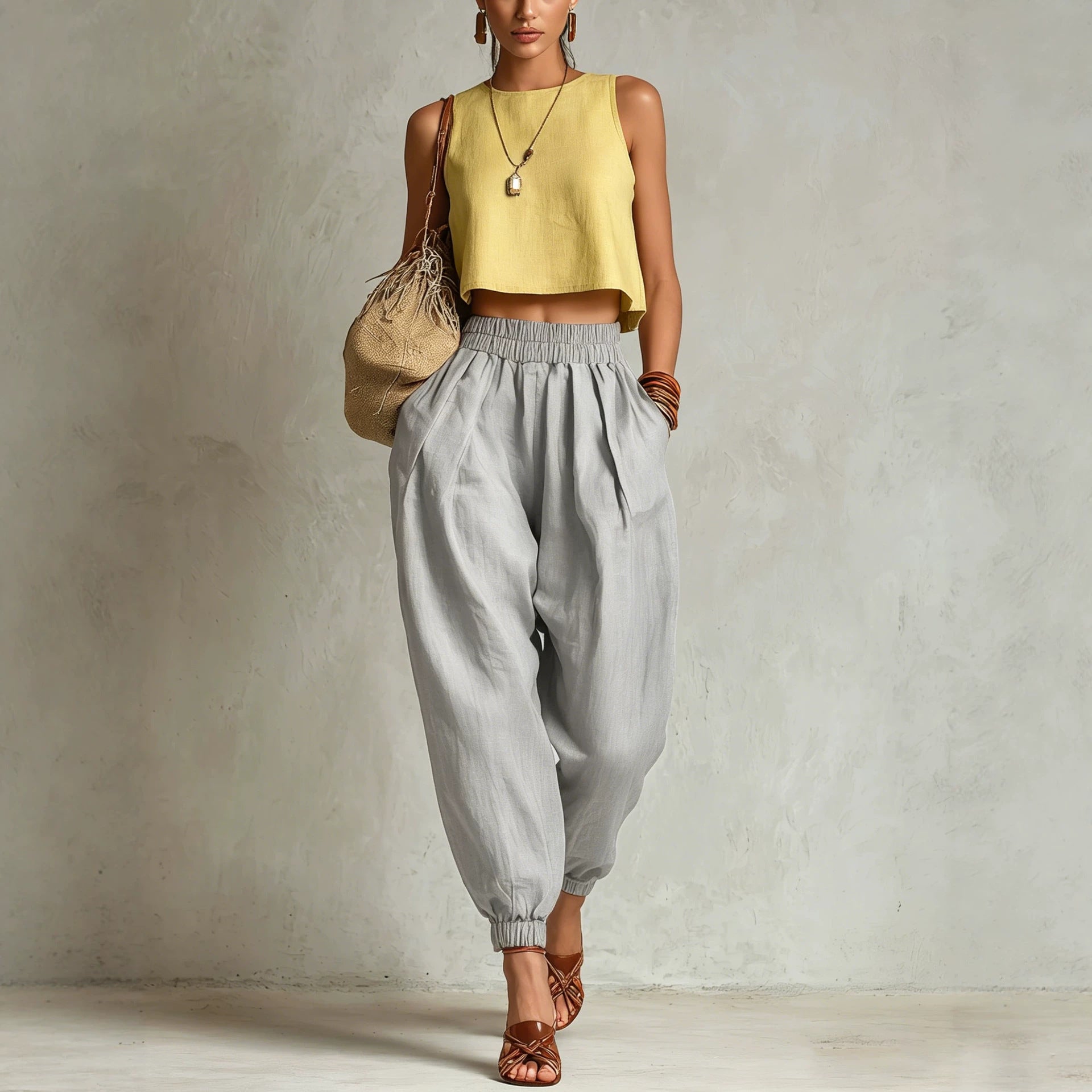 Pantalon de jogging à pantoufle en élasticité avec une jambe de lanterne