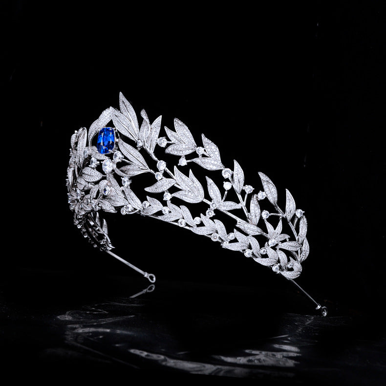 Sapphire Crown Cuivre Micro Inlay AAA Zircon Crown Coiffure de mariage