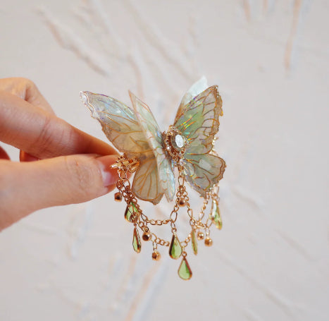 Style chinois Clip de cheveux papillon avec une tête de Tassel style antique