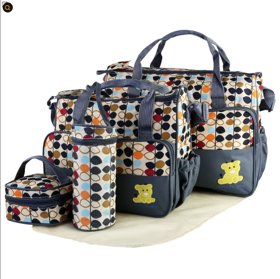 5PCS Sacs à couches pour bébé en couches de bébé Set Sacs à épaules en couches de maman W