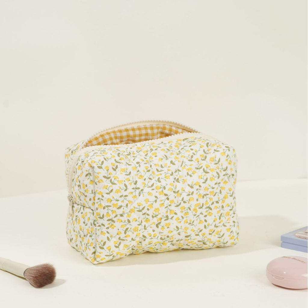 Sac de maquillage matelassé floral Grande capacité