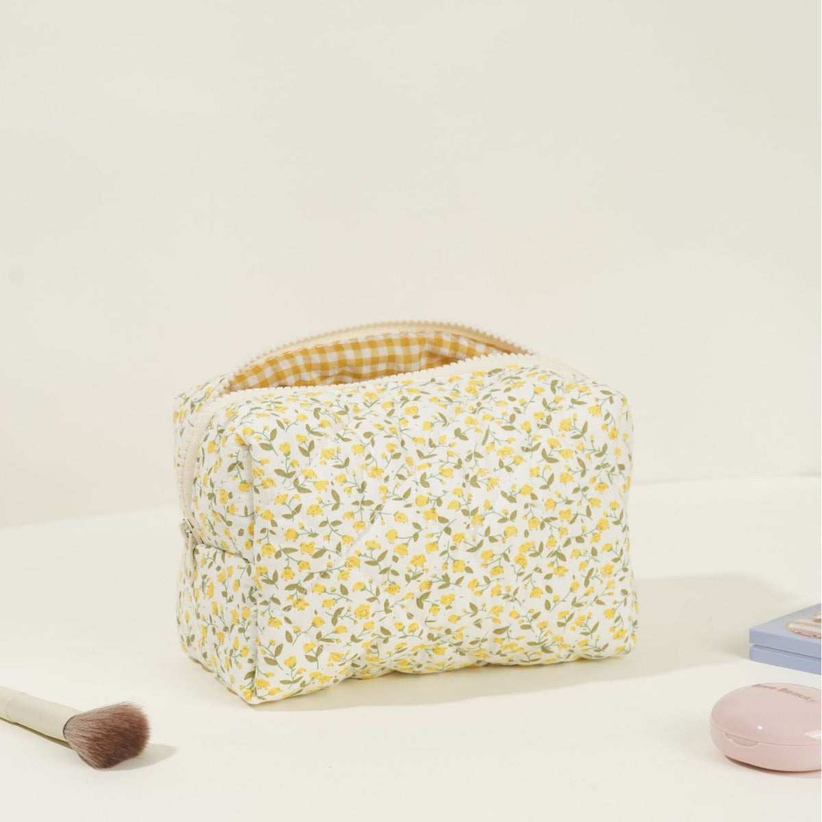 Sac de maquillage matelassé floral Grande capacité