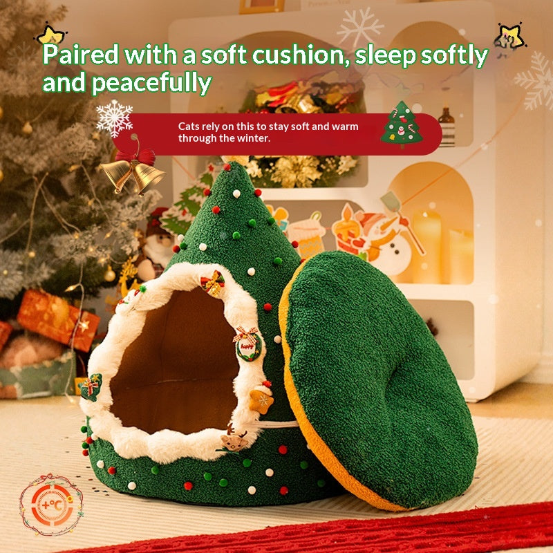 Nest de chat de Noël hiver chaud quatre saisons universel amovible et lavable
