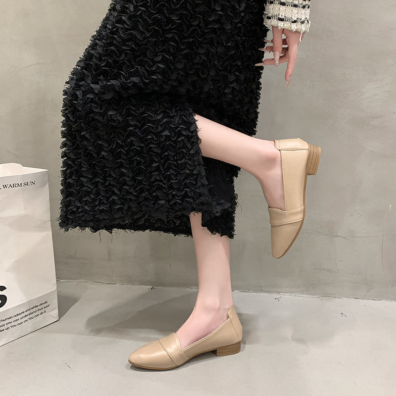 Femmes Pointed Toe Spliced Strap Pompes de talon à bas bloc
