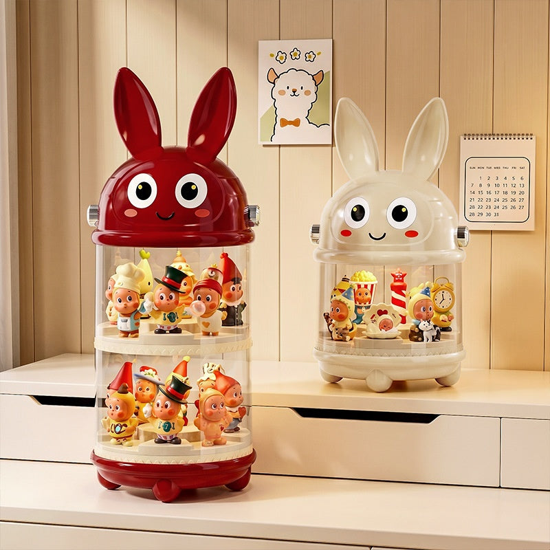 Dustproof Transparent Display Rack with Double-Layer Lid Storage Box