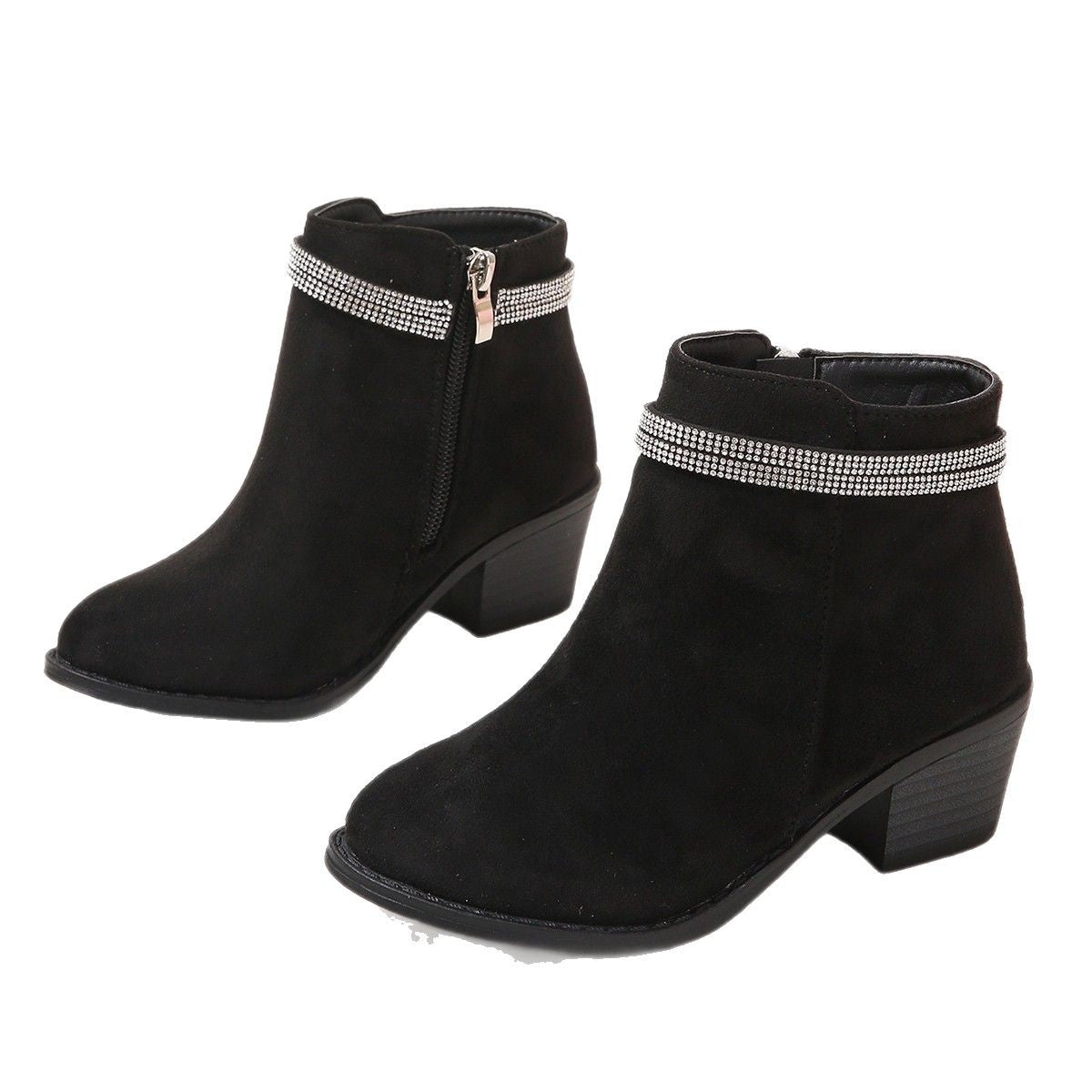 Fashion Filles Double Strap Strass Booties