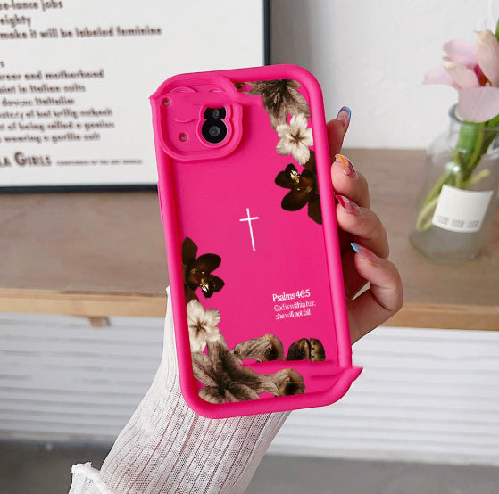 Style doux rétro boîte de téléphone à fleurs séchées Airbag Drop-Proof Téléphone Protecteur