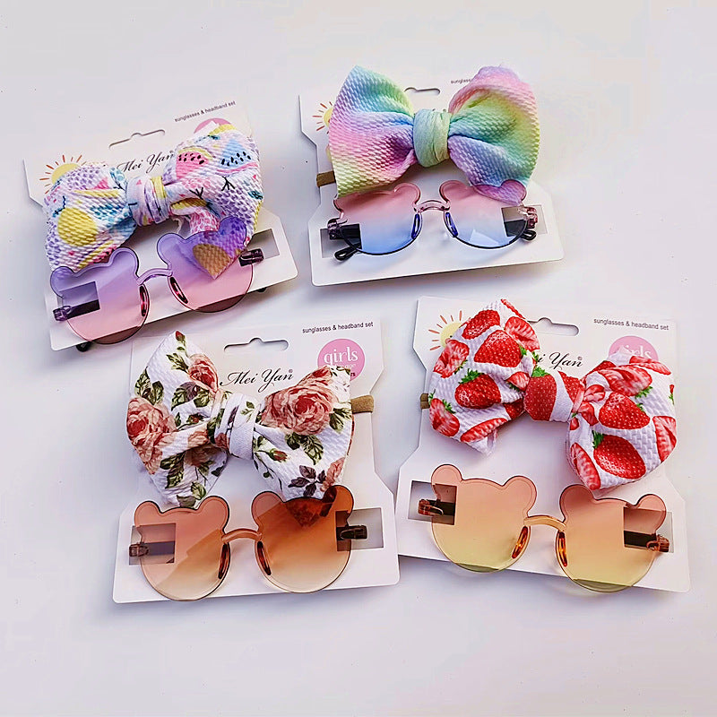 Lunettes de soleil pour enfants et ensemble de bande à cheveux à imprimé fruit
