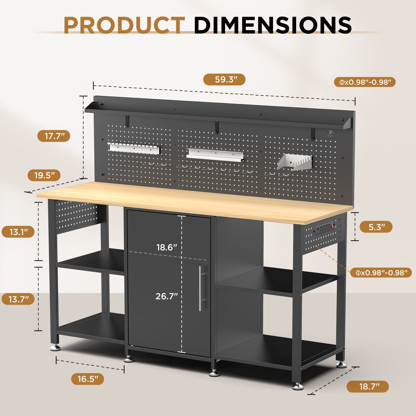 Courroie de 60 pouces avec armoire de rangement