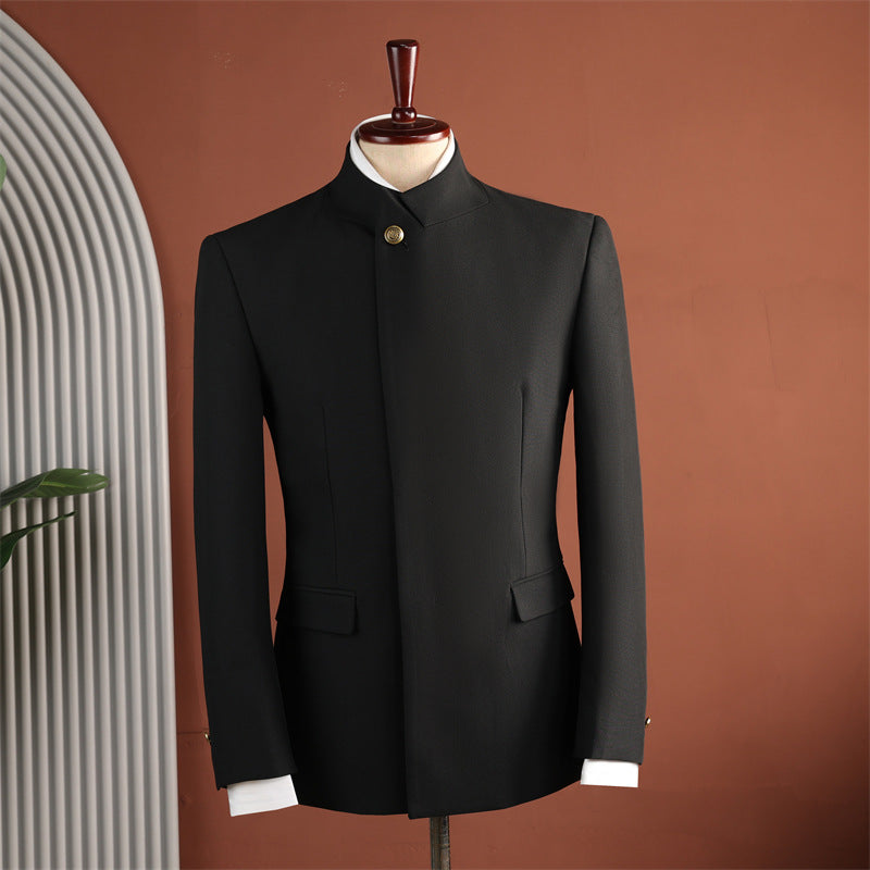 Hommes Collier noir Mandarin costume à deux pièces