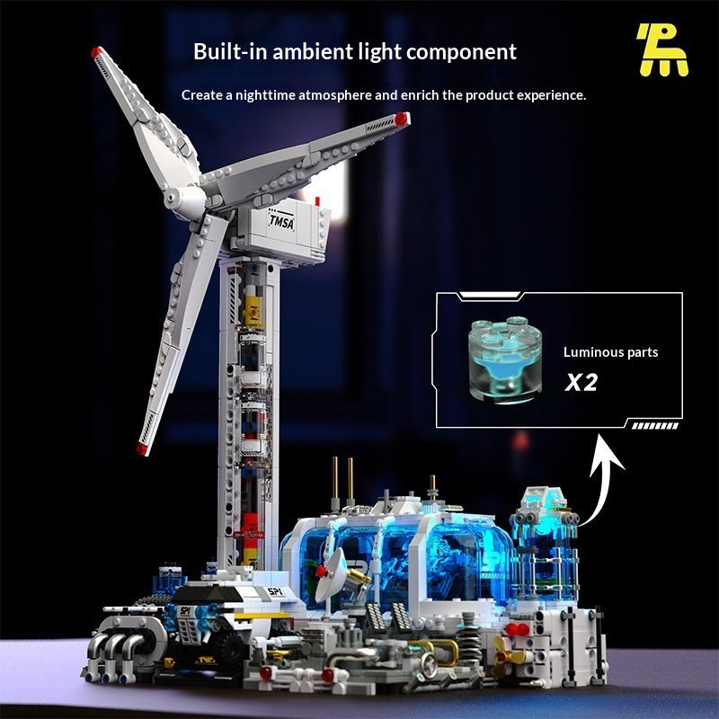 Jouet d'assemblage de blocs de la centrale éolienne à base spatiale