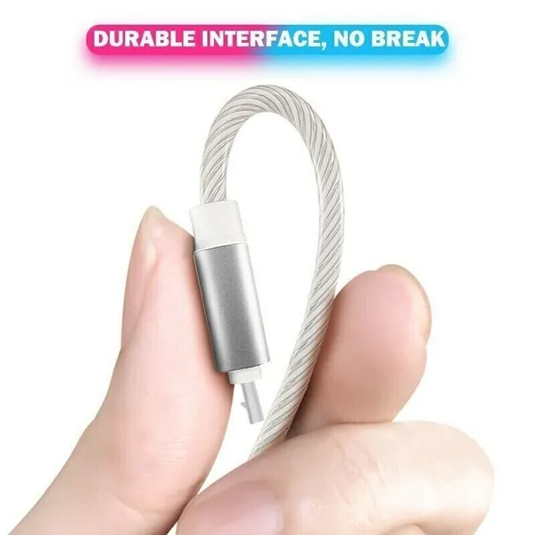 Adaptateur de câble de charge rapide 3 en 1 LED pour câble de chargeur Micro USB de type C