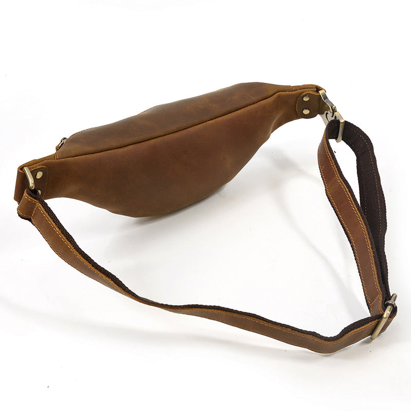 Sac de ceinture en cuir Retro Crazy Horse multifonctionnel homme
