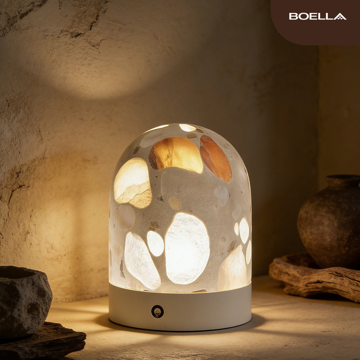 Terrazzo Marble Lamp with Flaked Light
