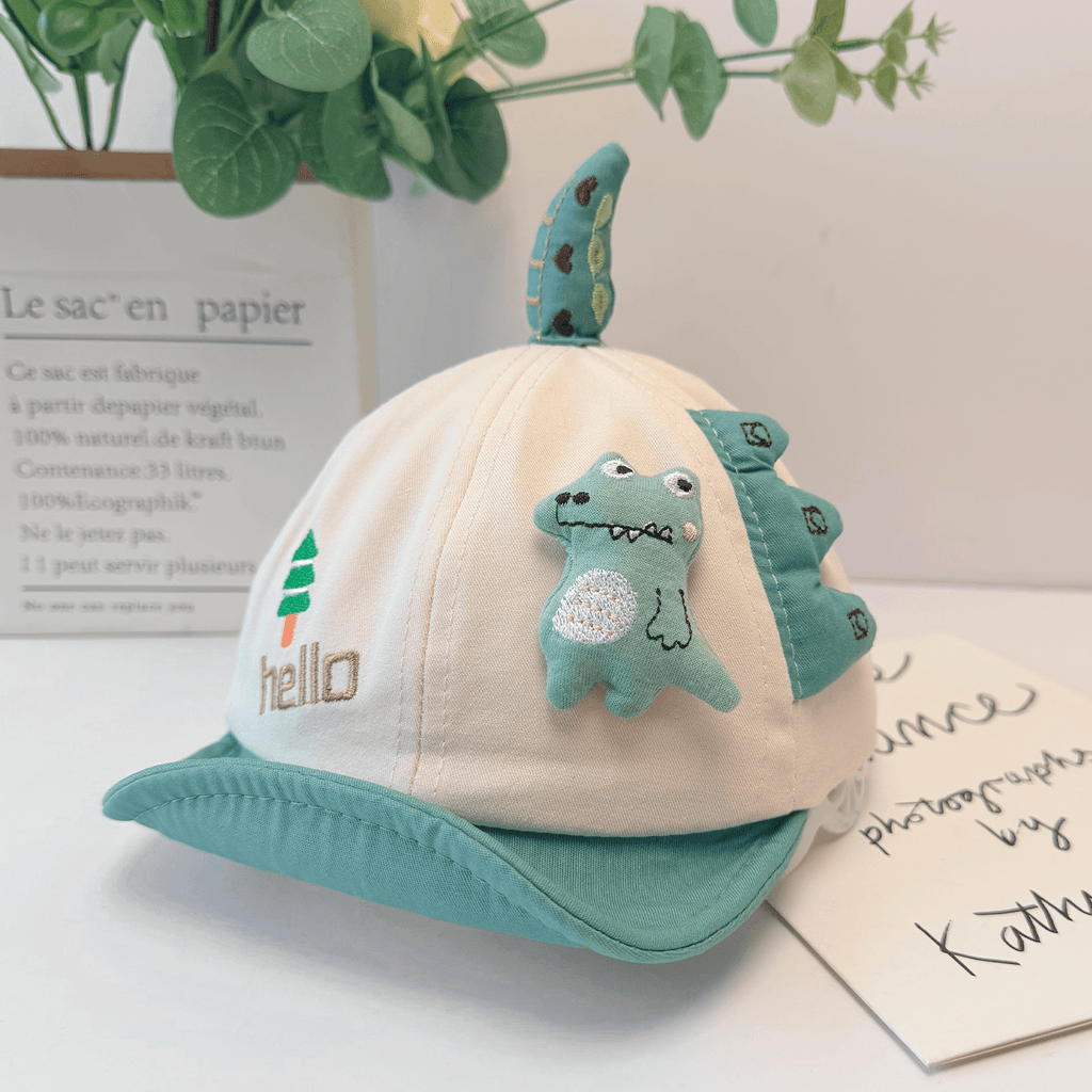 Trois dimensions Cartoon bébé Dinosaure Soft Cap avec brim et les oreillettes été automne Ligh