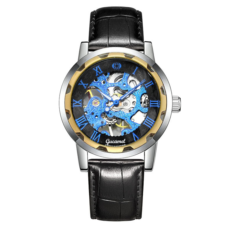 Bracelet en acier Hollow Gold Montre mécanique manuelle