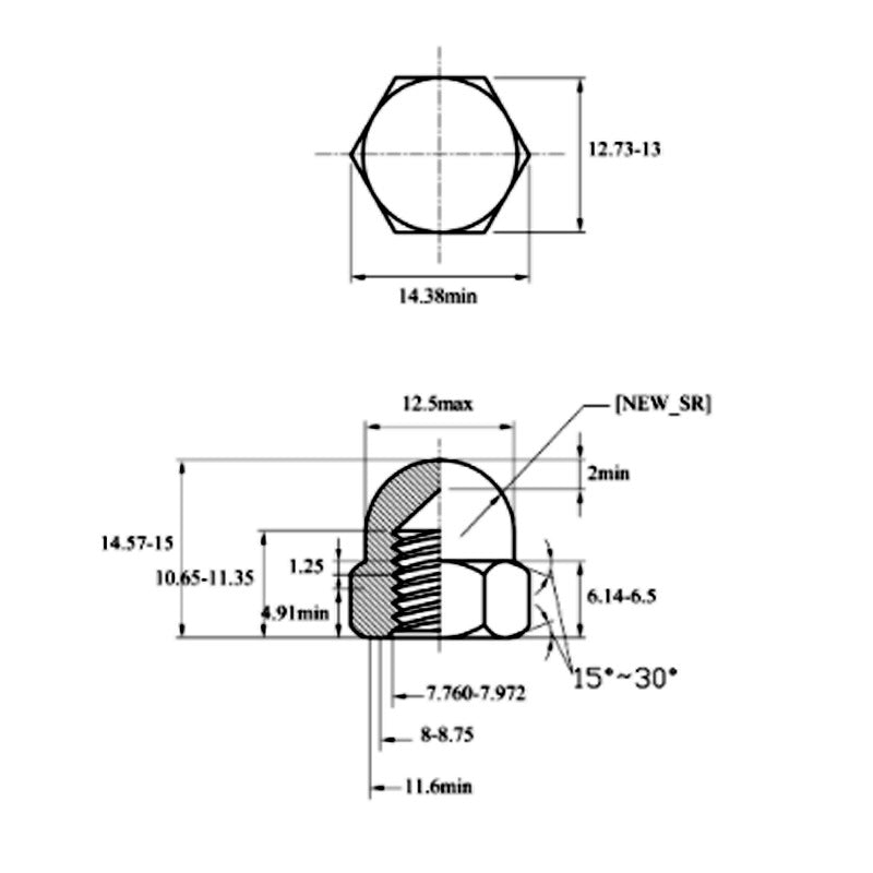 Cap intégré Sémicercle balle écrou bouchon vis