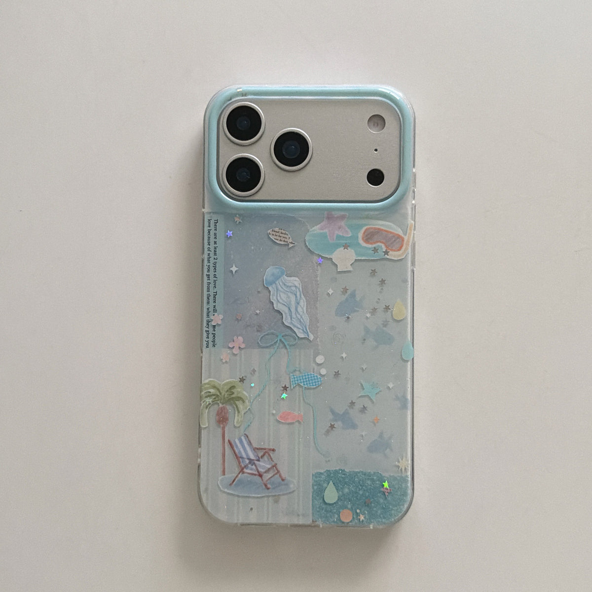 Double Layer Glitter Blue Ocean Jellyfish Phone Case