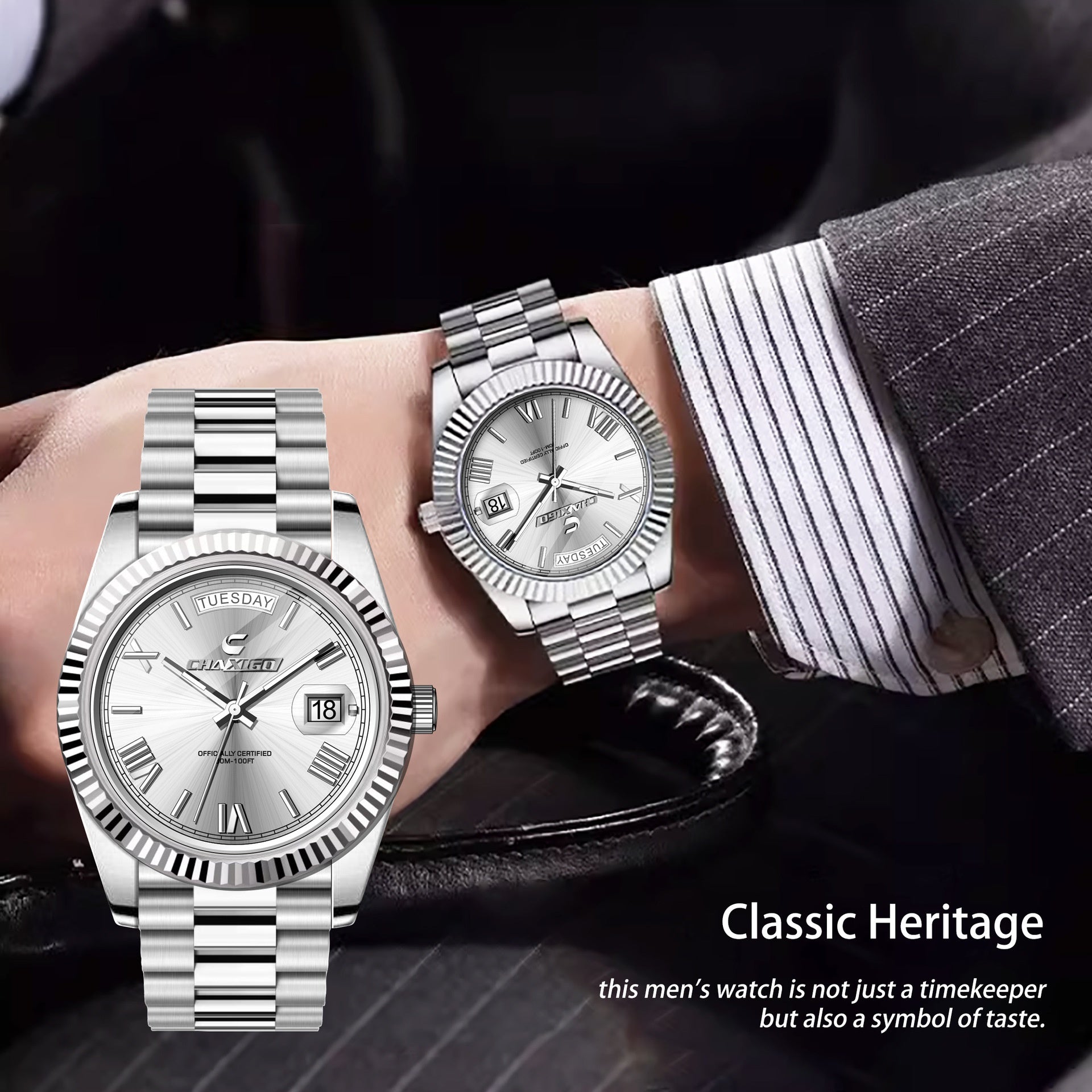 Montres de mode hommes bracelet en acier Grand cadran Quartz Wrist Watch