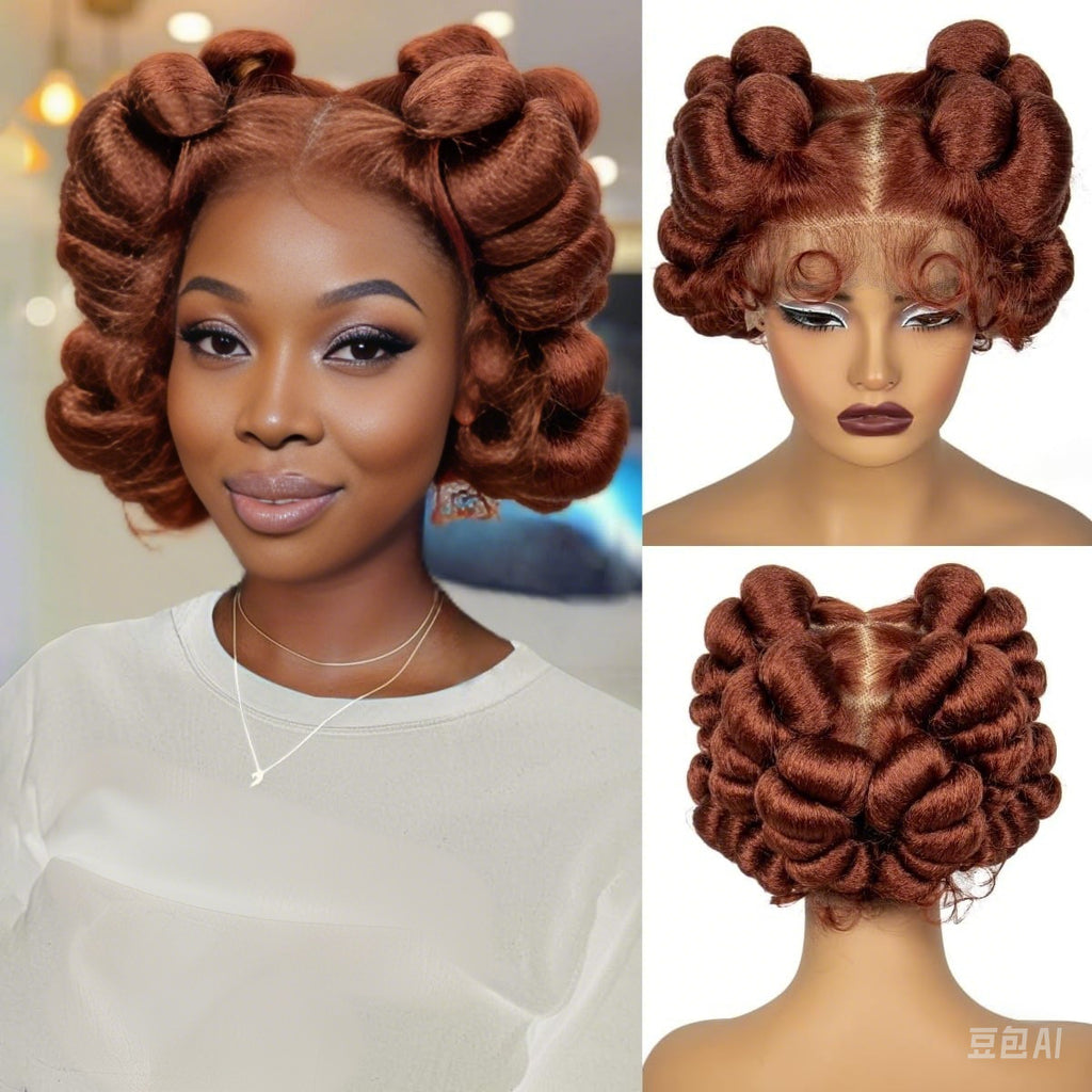 Women's Short Curly Wig with Hand Bangs and Full Cap
