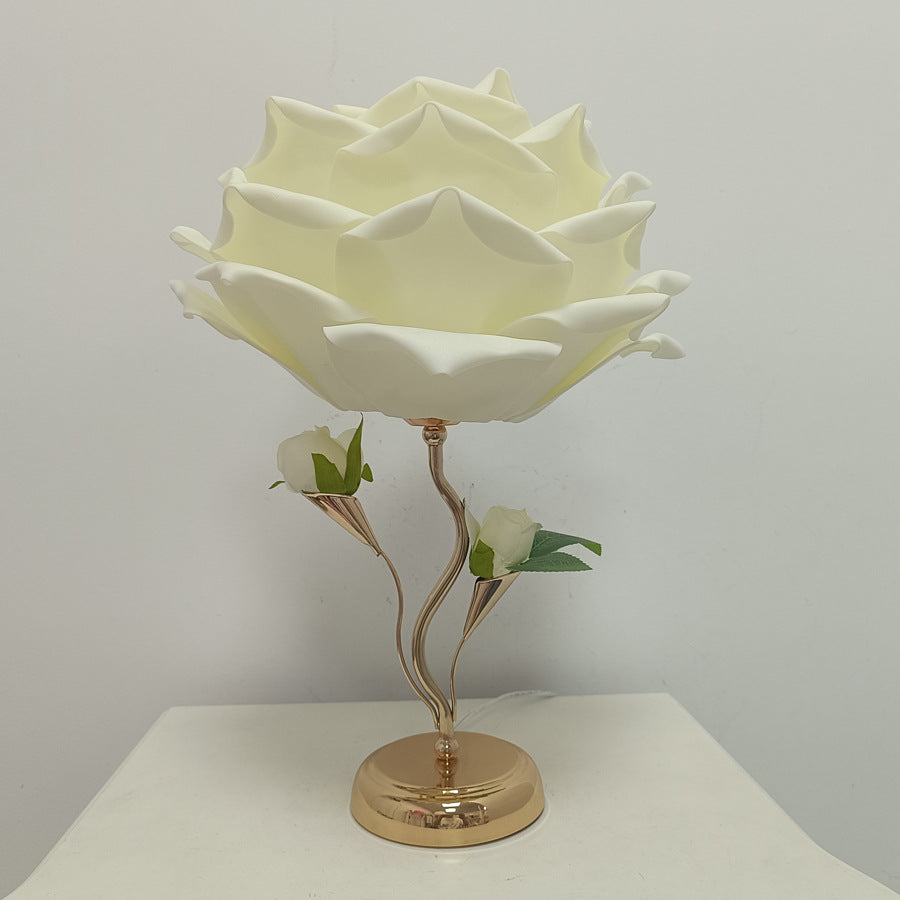 Pink and white table lamp