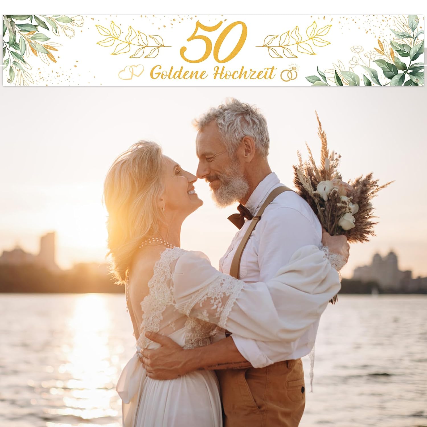 Bannière de mariage dorée