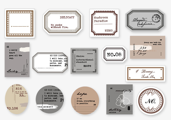 Mini Label Series Retro Hand Account Bricolage Décoration Papier de base 45 feuilles