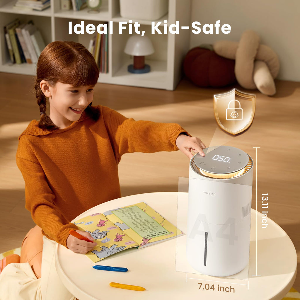 Humidificateur d'évaporation pour les enfants de chambre facile à nettoyer Petit contrôle d'humidité automatique 3L