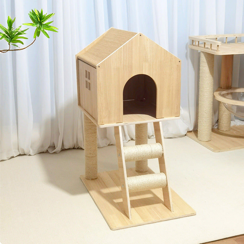 Cat House Cat Treehouse Cat Bed Hideaway pour petits chats seniors à pattes courtes