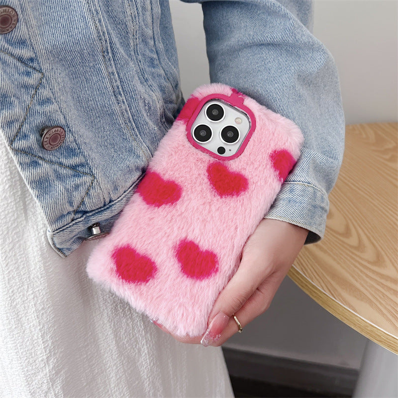 Japon Et Corée du Sud Plush Loveving Coeur Phone Case