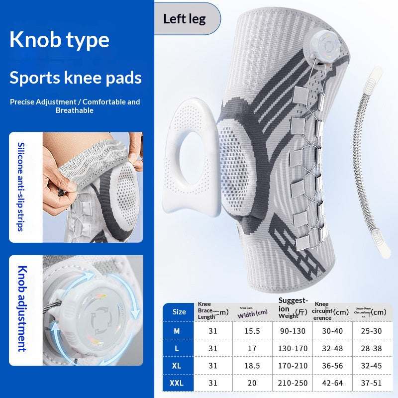 Silicone réglable à amortisseur de course à l'extérieur du genou de sport Knob-Style