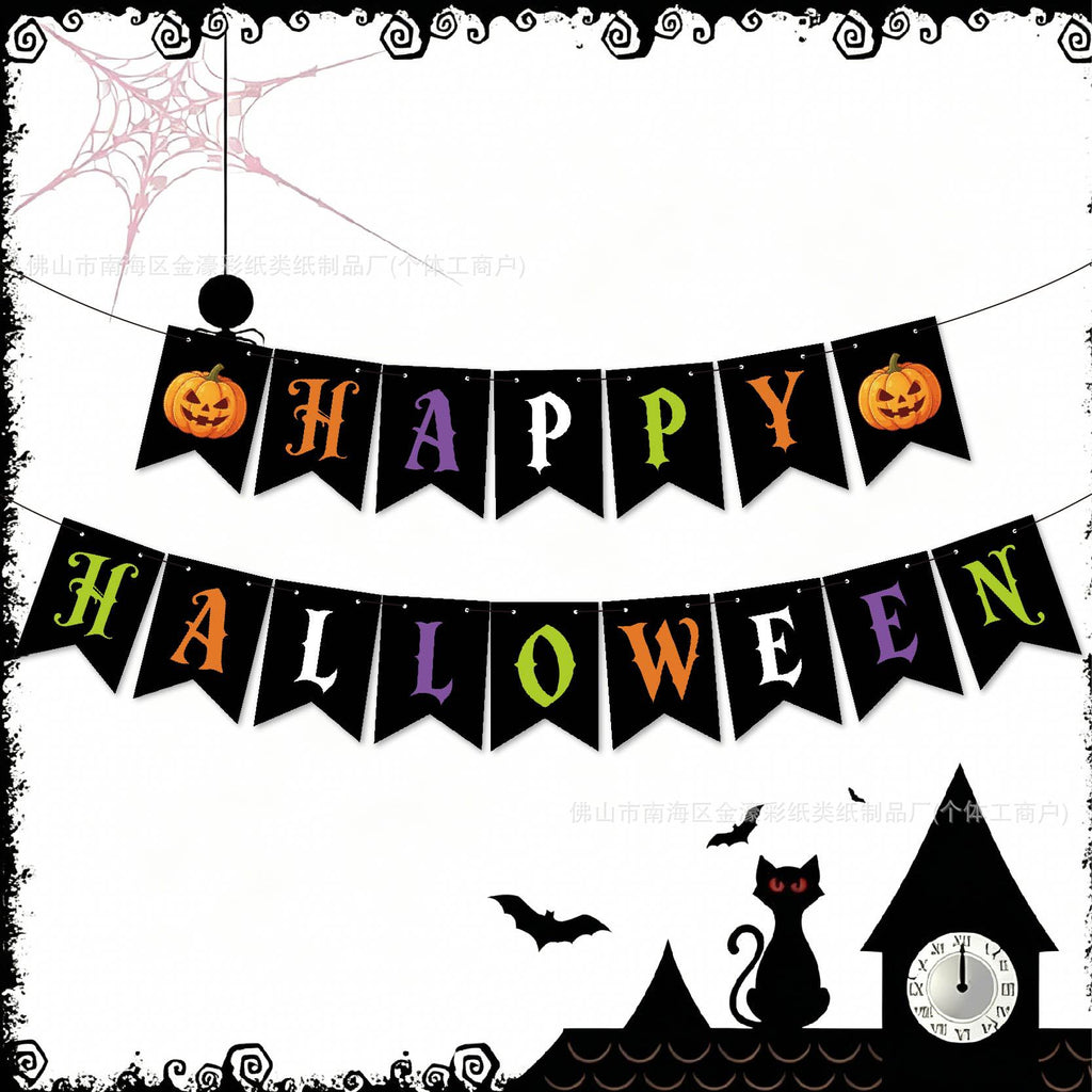 Halloween Fête Décorations Pumpkin Swallowtail Banner Ghost Festival Atmosphère Scene Set