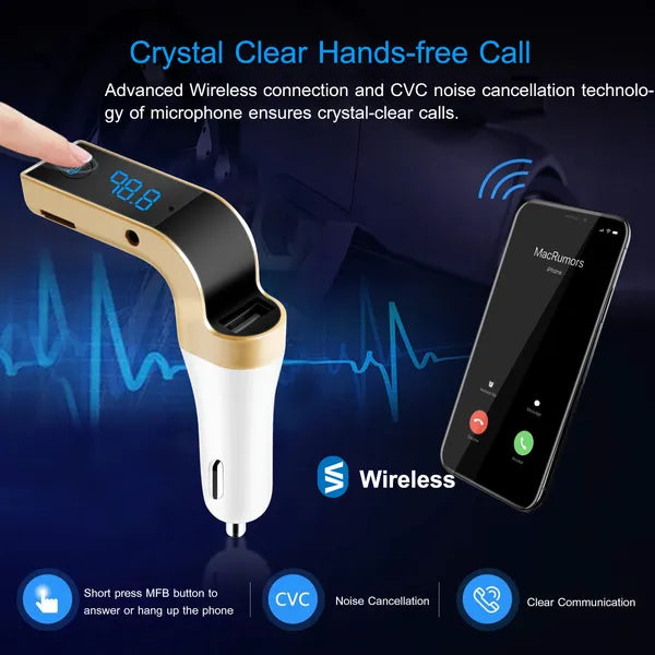 Chargeur USB sans fil d'émetteur FM de voiture sans fil Call MP3 Player MMC Card Reading Aux-in