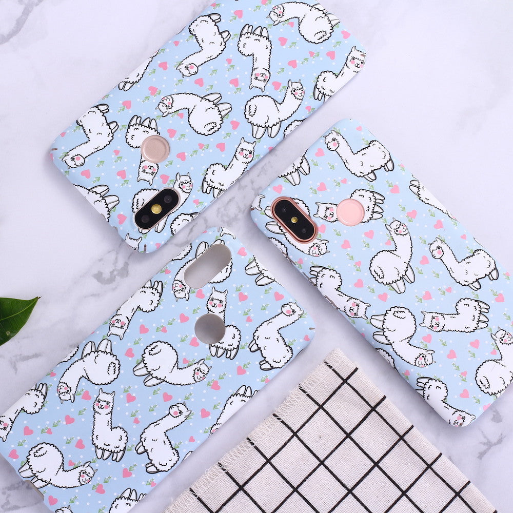 Cute Alpaca Sticker d'eau Étui téléphonique gelé