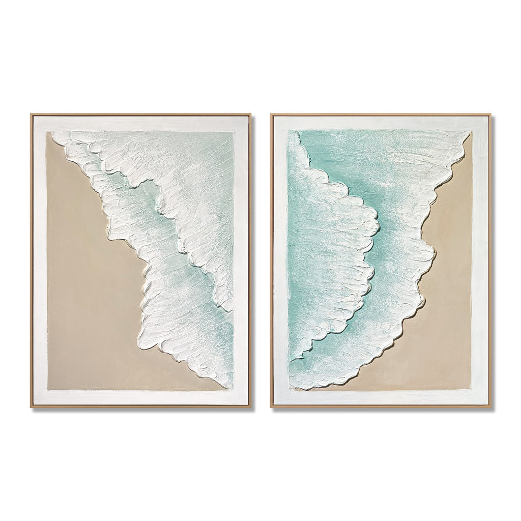 24x32 Ensemble de 2 Art mural de vague d'océan encadré