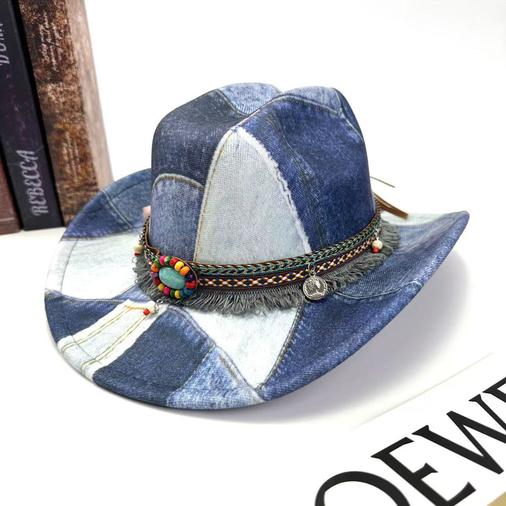 Chapeau de jazz retro décontraction couleur-bloc plat