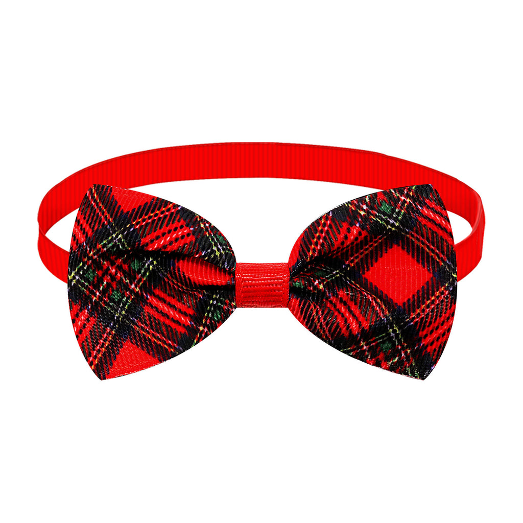 Christmas Plaid Striped Bow Tie Dog Cat Un mot Bow Tie couleurs multiples